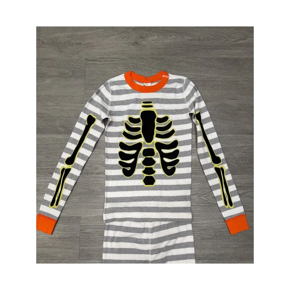 NWOT Hanna Andersson Organic Cotton Glow in the Dark Skeleton Pajama Set Kids 12